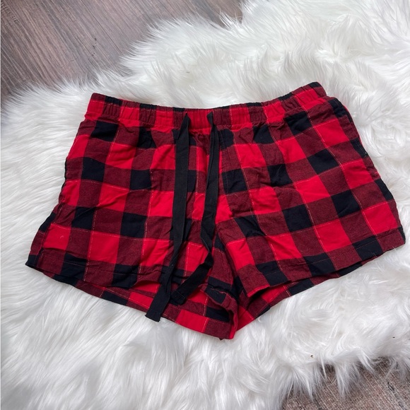 Stars Above • Plaid Flannel Sleep Short • Red+Black • M - Picture 1 of 5
